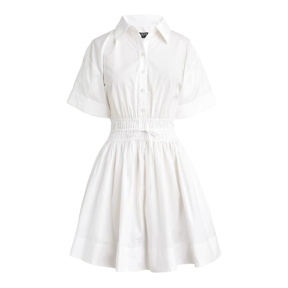 J Crew White Elena Mini Shirtdress Fitted Waist Cotton Women Size 10 Tall - Picture 4 of 13
